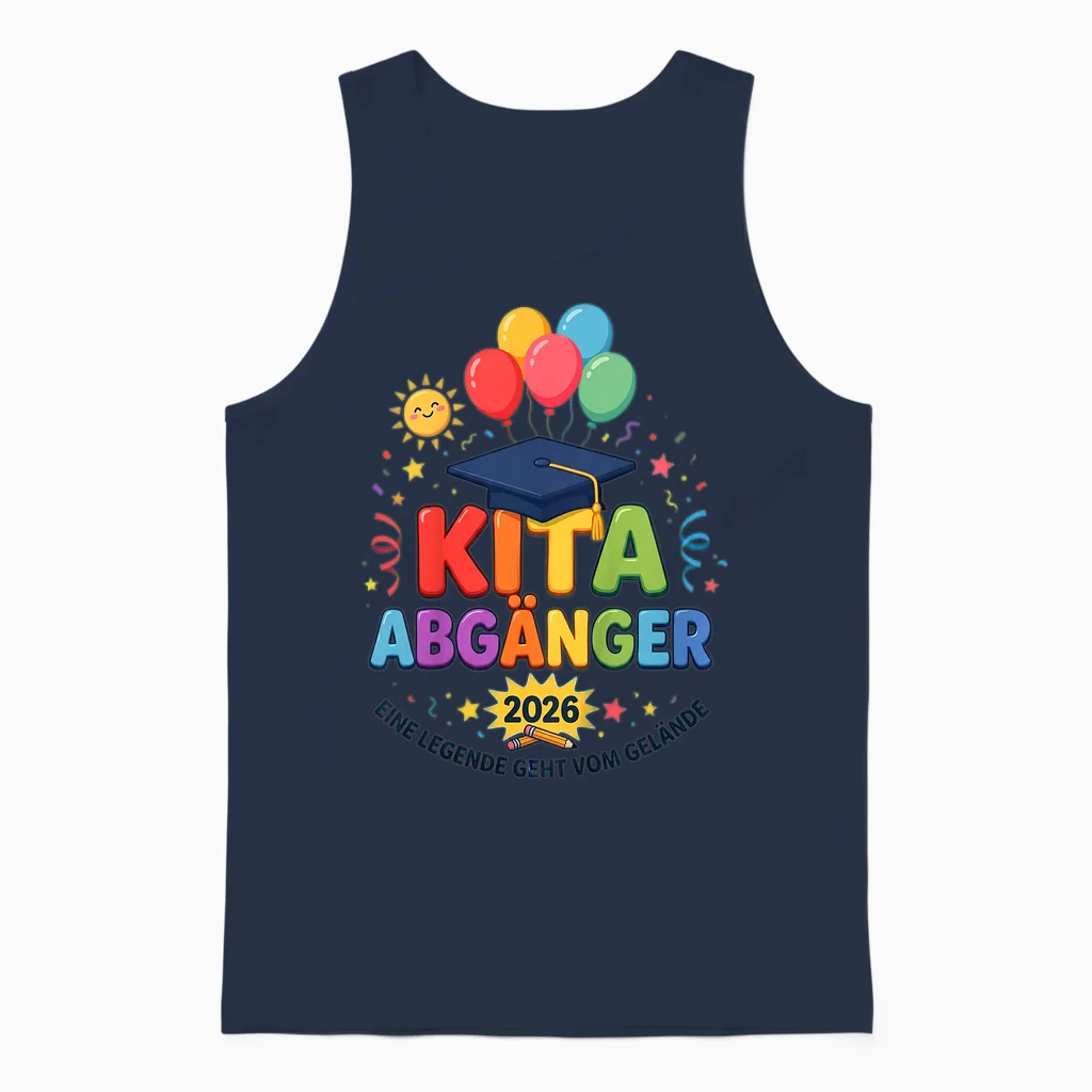 Kinder Tschüss Kindergarten Hallo Schule Kita Abgänger 2026 Legende Unisex Tank Top in Navy