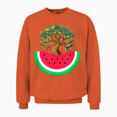 Palestine Watermelon Palestinian Olive Freedom for Palestine T-Shirt, Blue, S Unisex Sweatshirt - Orange