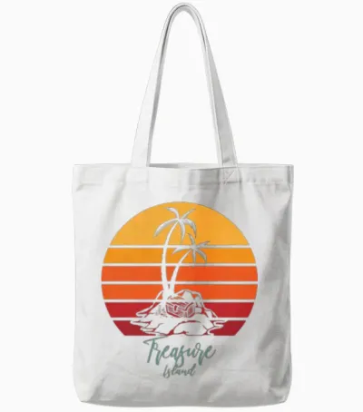 Treasure Island - Sunset Retro Vintage Style Tote Bags - White
