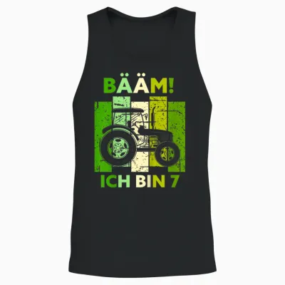 Kinder Bääm! Ich Bin 7 Sieben Jahre Junge 7. Geburtstag Traktor Unisex Tank Top - Black