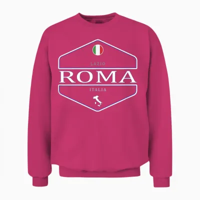 Italian Local Design Co. Damen Unisex-Erwachsene, Unisex-Kinder Schwarz Kurzarm T-Shirt Roma Lazio Italia - Rom Italien Logo Einfache Uni Retro Vintage Universität Schrift Klassisches Standard Design Unisex Sweatshirt - Heliconia