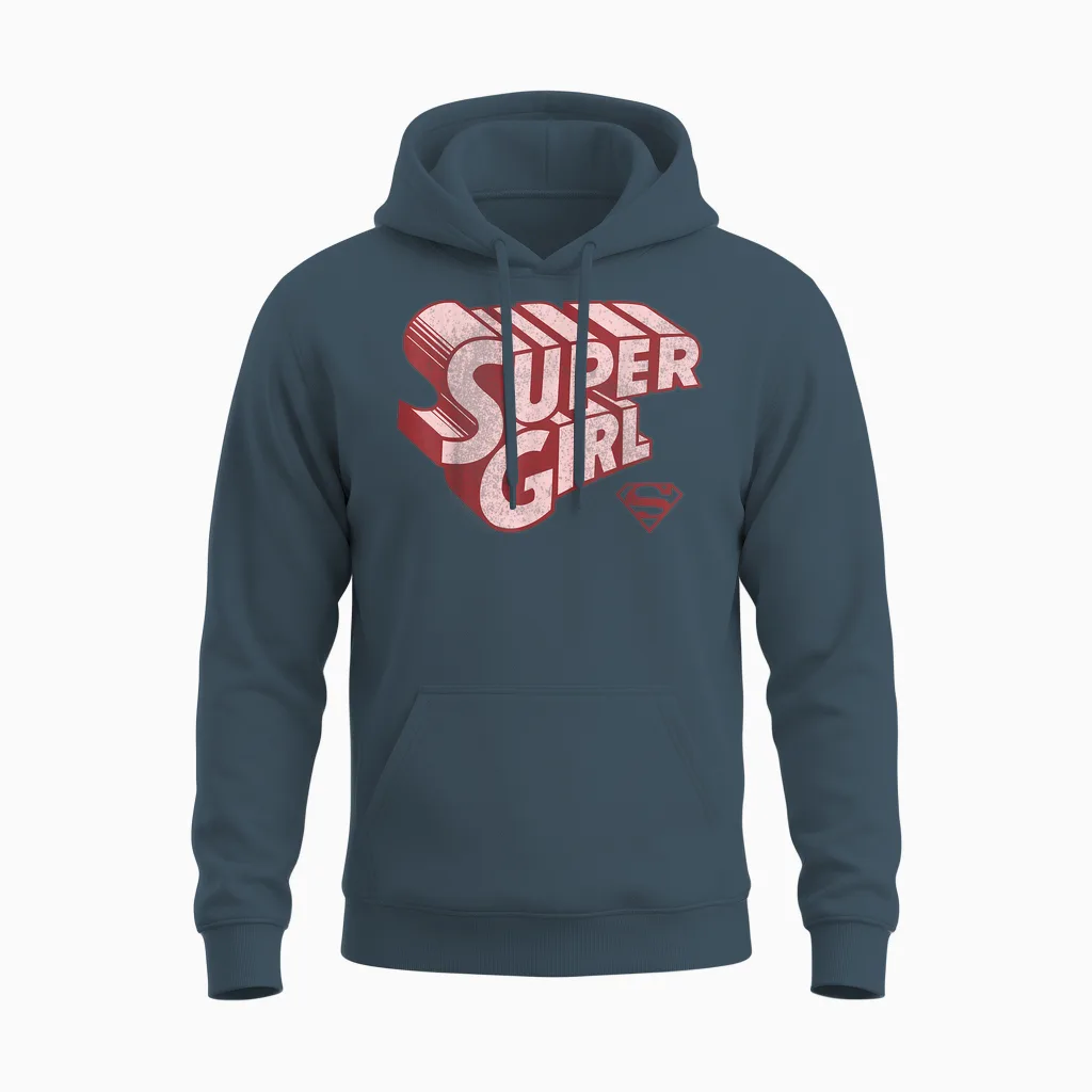 Dc Comics Supergirl Retro Logo Unisex Hoodie in Dark Heather