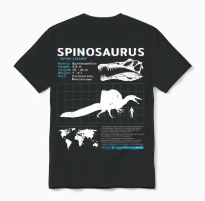 Spinosaurus Fact Sheet Unisex T-Shirt - Black