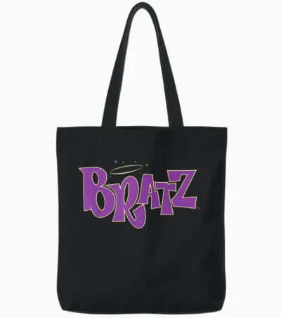 Bratz Logo Flat Purple T-Shirt, Black, S Tote Bags - Black
