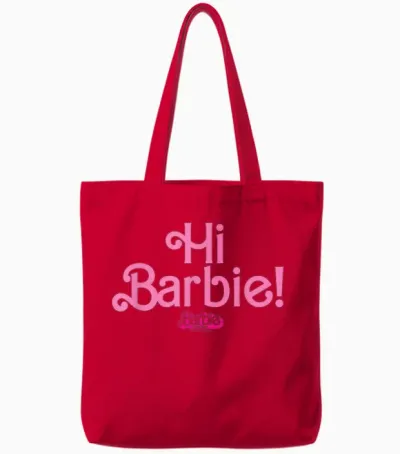 Barbie the Movie - Hello Barbie! T-Shirt, Black Tote Bags - Red