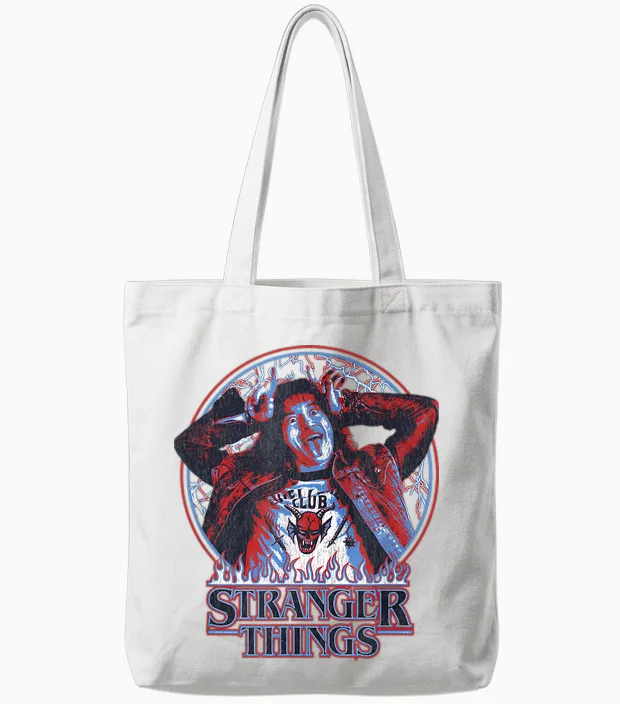 Stranger Things Eddie Munson American Colors Logo Tote Bags in White