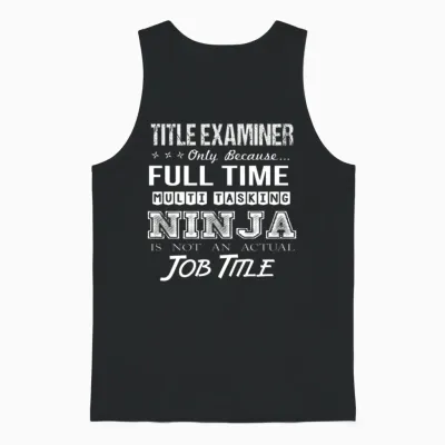 Title Examiner T Shirt - Multitasking Ninja Job Gi Unisex Tank Top - Black
