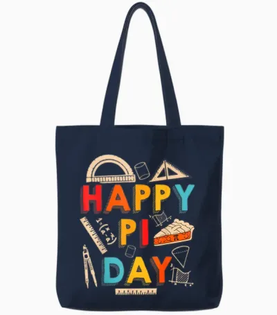 Happy Pi Day, Math Teacher, Math Lover Tote Bags - Navy