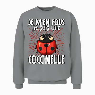 Je M'en Fous Je Suis Une Ladybug Cute Ladybug T-Shirt, Black, S Unisex Sweatshirt - Sport Grey