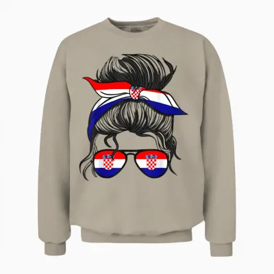 Hrvatska Kroatien Flagge Mädchen Kroatische Mädchen Kinder Unisex Sweatshirt - Sand