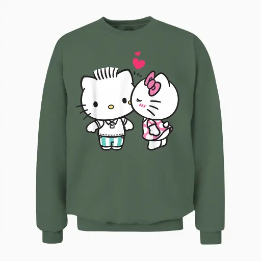 Hello Kitty and Dear Daniel Valentine Unisex Sweatshirt - Military Green
