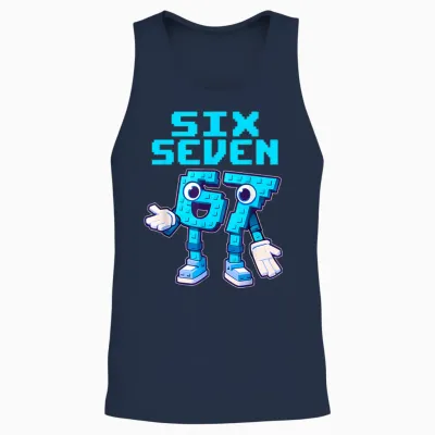 67 Six Seven 6-7 - Funny Italian Brainrot Kids Gaming Meme Unisex Tank Top - Navy