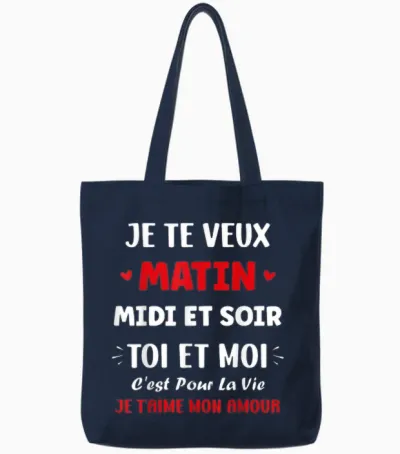 Couple You Is the Love of My Life I Love You My Love Tote Bags - Navy