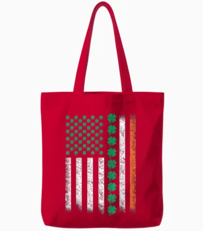 American Flag St Patricks Day Vintage Irish Lucky Shamrock Tote Bags - Red