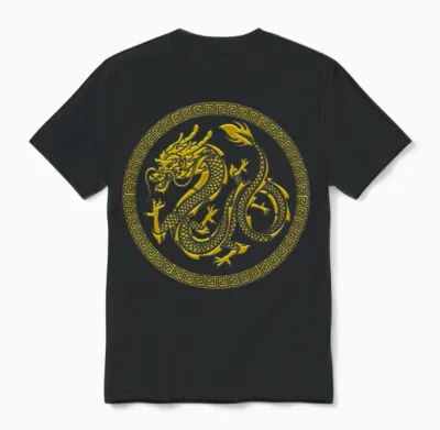 Cool Chinese Gold Dragon Unisex T-Shirt - Black