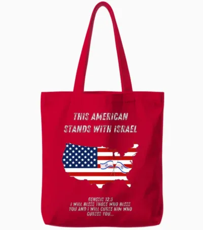 This American Stands with Israel Bible Christian Tote Bags - Red