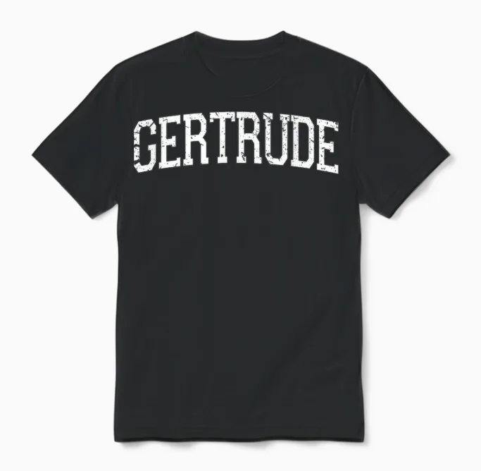 Vintage Custom Name Classic Gertrude T-Shirt, Black, S Unisex T-Shirt in Black