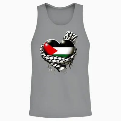 Palestinian Flag Heart Shaped Keffiyeh Palestine Unisex Tank Top - Sport Grey