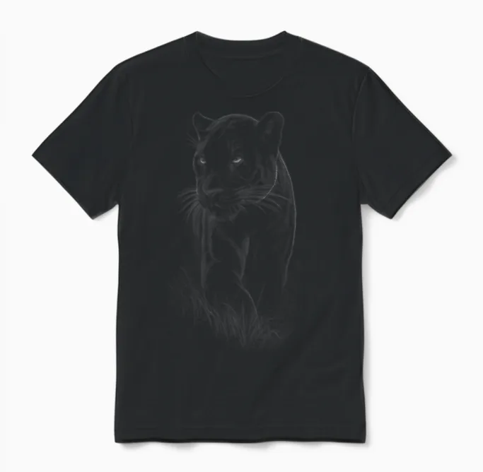 Kinder Panther Wild Black Cat Portrait Africa Animal Unisex T-Shirt in Black