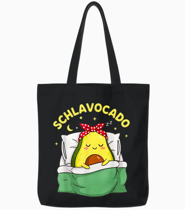 Schlavocado Pyjamas Avocado Sleep Tote Bags in Black