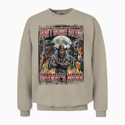 Daddy's Here Cowboy T-Shirt Pack of 3 Unisex Sweatshirt - Sand