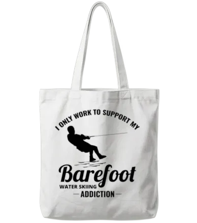 Barefoot Skiing Water Sport Motorboat Tote Bags - White