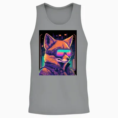Retro Futuristic Synthwave Fox Unisex Tank Top - Sport Grey