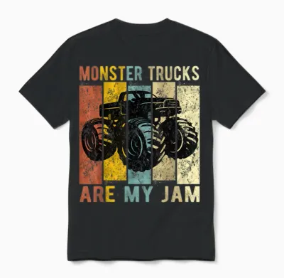 Monster Trucks Are My Jam Vintage Retro Monster Truck Unisex T-Shirt - Black
