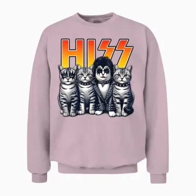 Cute Hiss Cats Rock Kittens Kitty Rocking Music Cat Lovers Unisex Sweatshirt - Light Pink
