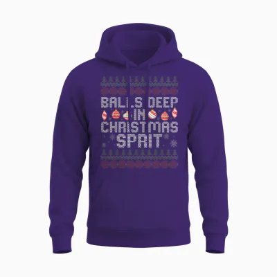 Balls Deep in the Christmas Spirit Matching Couples Ugly Unisex Hoodie - Purple