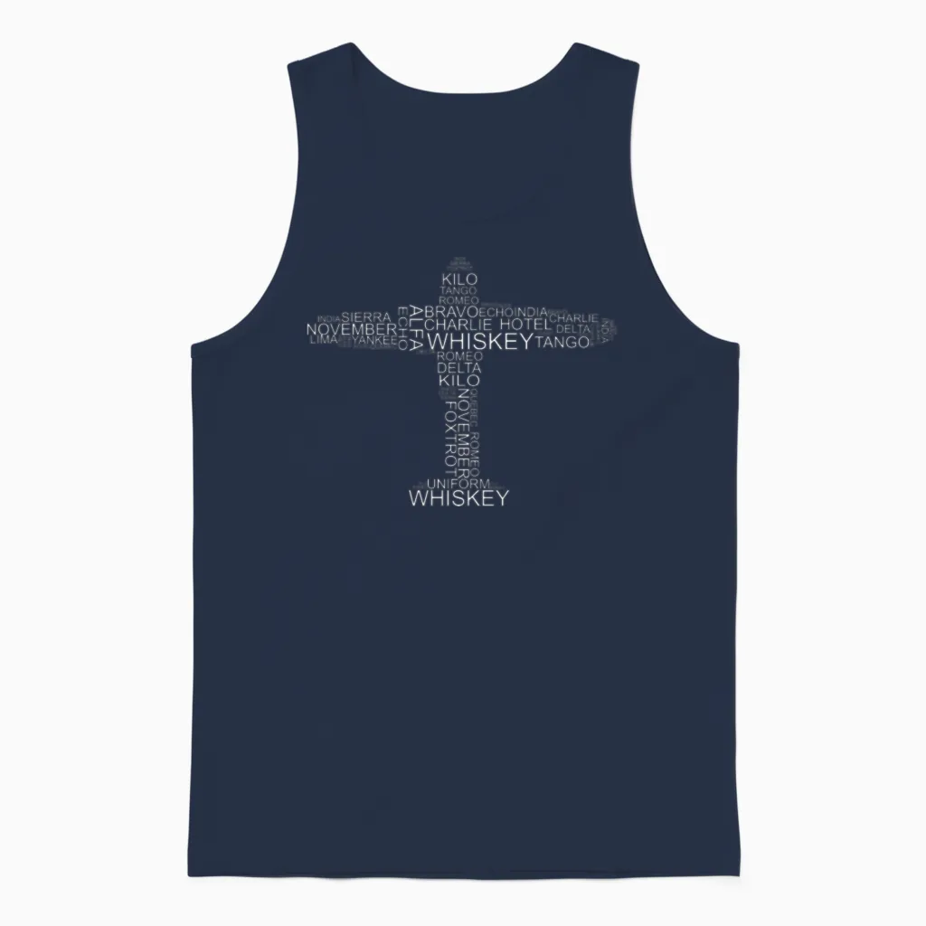 Pilot Alphabet Pilot Gift Unisex Tank Top in Navy