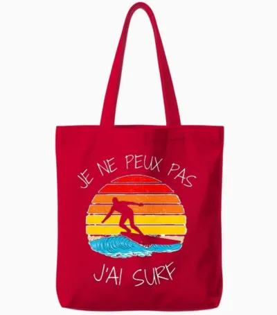 Je Ne Peux Pas J'ai Surf Pour Surfer Homme Femme Enfant Girl T-Shirt Haut De Gamme Tote Bags - Red