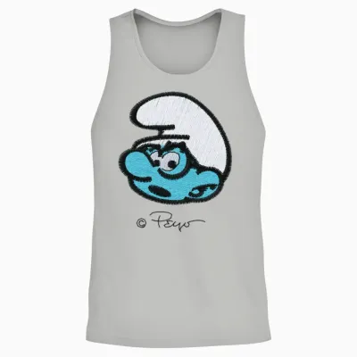 Smurfs Design with Brainy Smurf Unisex Tank Top - Ash