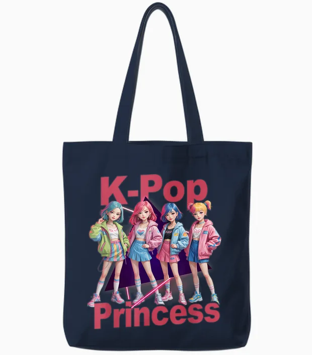 K-Pop Korean Princess Pop Music Idol Group Concert Band Girl Tote Bags in Navy