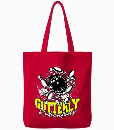 Bowling Gutterly Ridiculous Tote Bags - Red