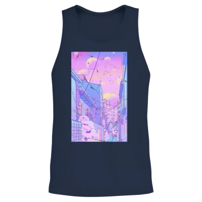 Vaporwave Aesthetic Unisex Tank Top - Navy