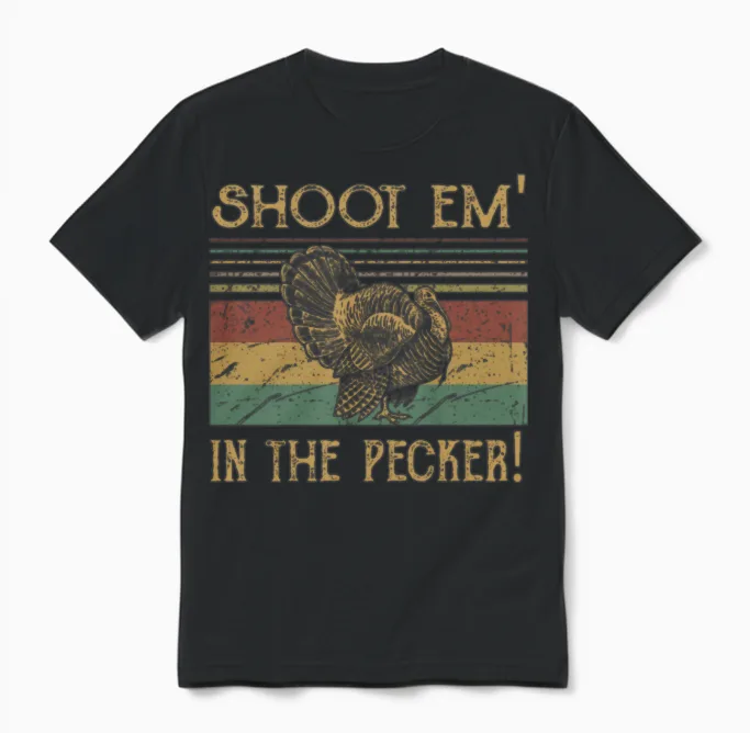 Funny Turkey Hunting Unisex T-Shirt in Black