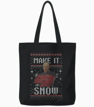 Star Trek: the Next Generation Make It Snow Tote Bags - Black