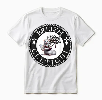L'hermine Bretonne T-Shirt, Blue, S Unisex T-Shirt - White