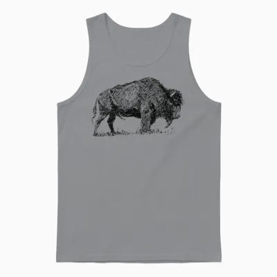 Bison Shirt-Bufallo Tee-Retro Vintage Unisex Tank Top - Sport Grey