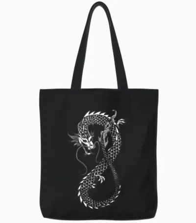 Chinese Dragon Tote Bags - Black