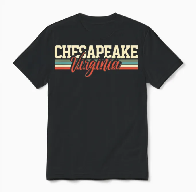 Chesapeake Virginia Retro Unisex T-Shirt in Black