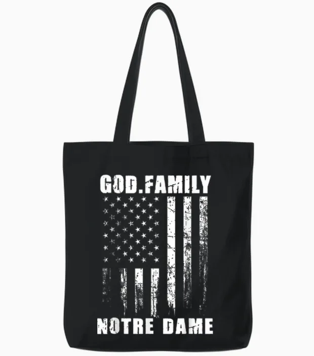 God First Family Second Then Notre Patriotic Usa Dame Tote Bags in Black