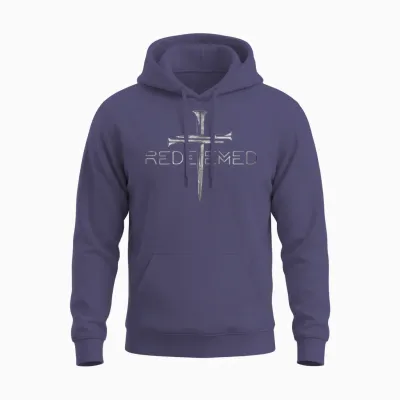 Redeemed Christian Bible Verse, Cross Follower Christian Tee Pullover Unisex Hoodie - Heather Sport Dark Navy