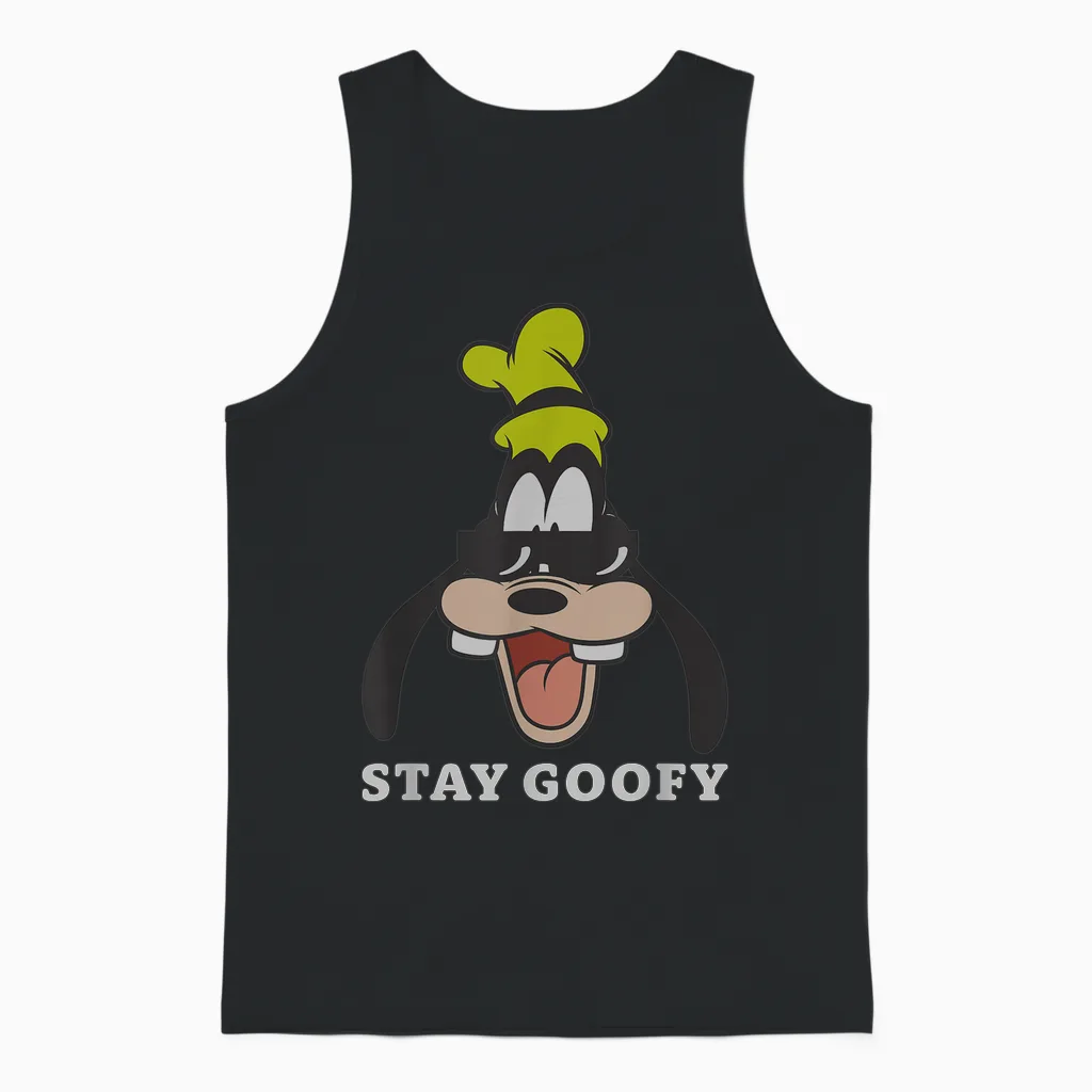 Disney Mickey and Friends Retro Stay Goofy Big Vintage Unisex Tank Top in Black