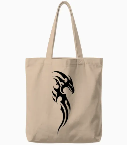 Tribal Dragon Tote Bags in Natural