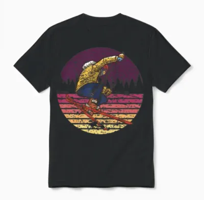 Skier Skiing Retro Unisex T-Shirt - Black