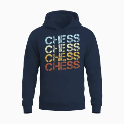 Retro Chess Typography Unisex Hoodie - Navy