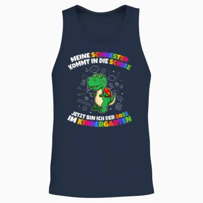 Meine Schwester Kommt in Die Schule Boss Im Kindergarten Unisex Tank Top - Navy