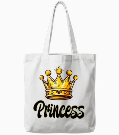 Damen Princess Schriftzug Schwarz/gelb Mit Großer Gelb/gold Krone Tote Bags - White